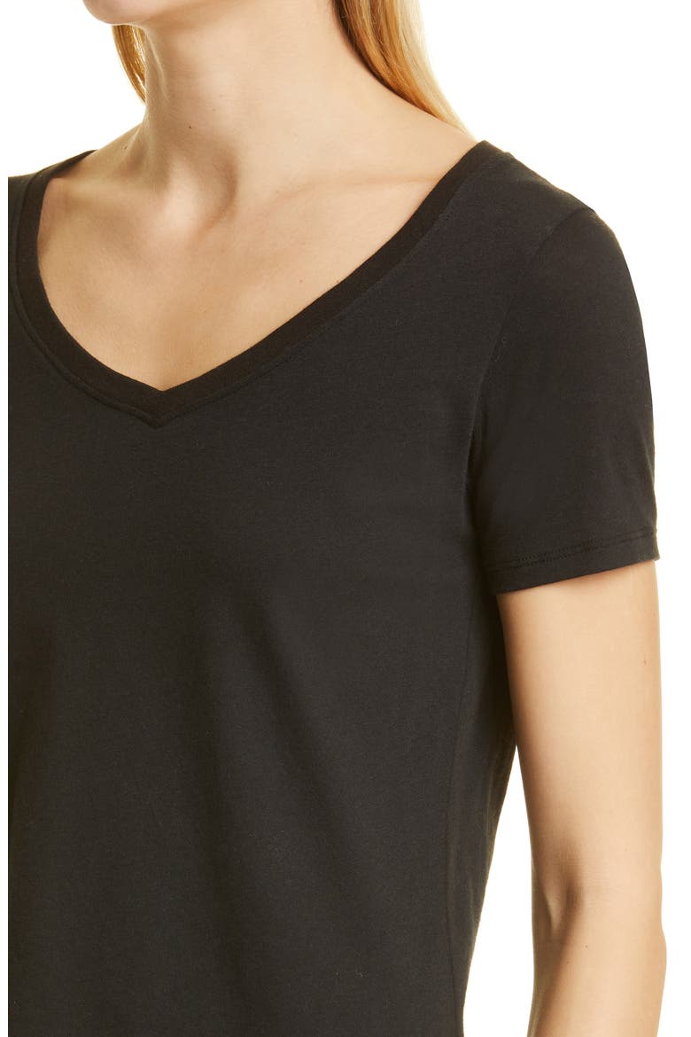 V-Neck Cotton Jersey T-Shirt, Alternate, color, BLACK