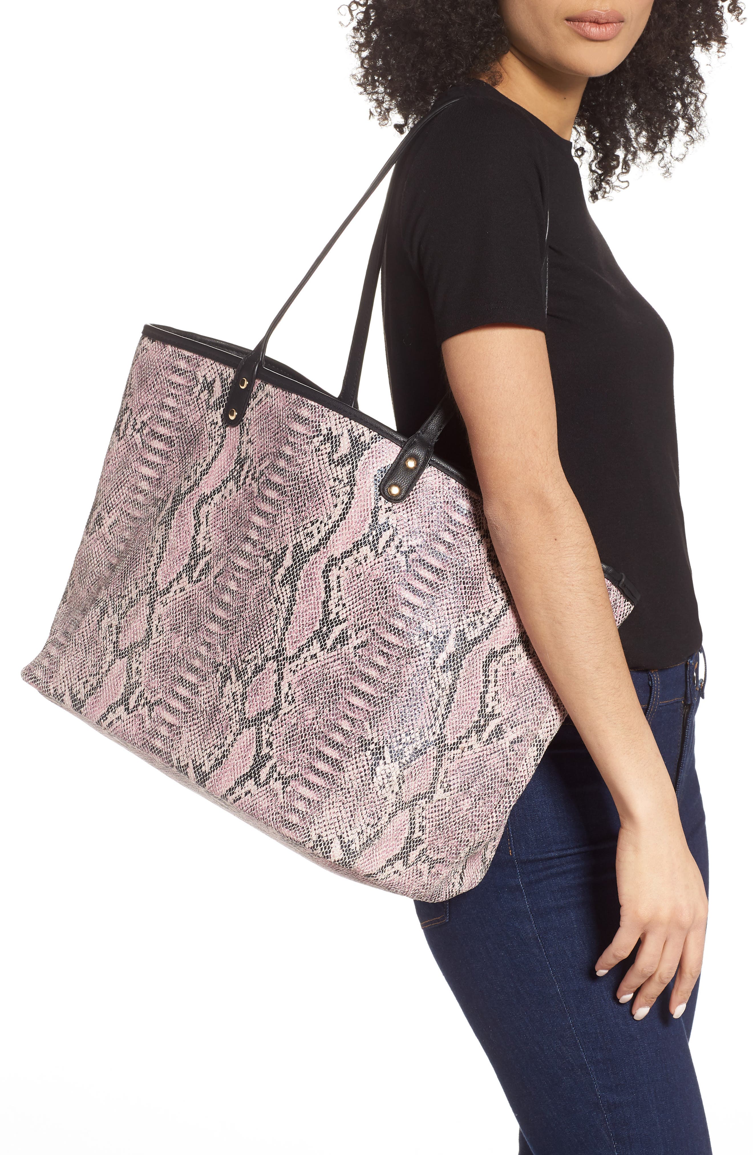 Mali + Lili Reversible Vegan Leather Tote, Alternate, color, 