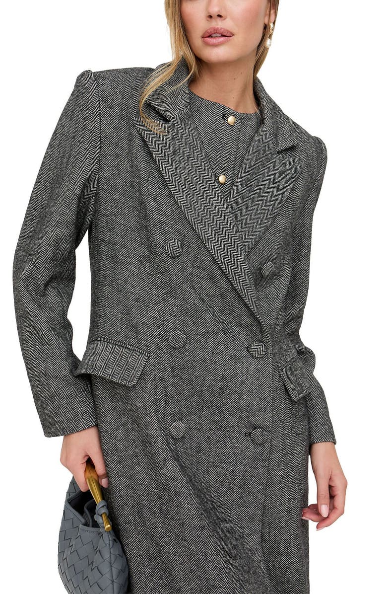 Lily and Lionel London Jakki Tailored Herringbone Print Coat, Alternate, color, Grey