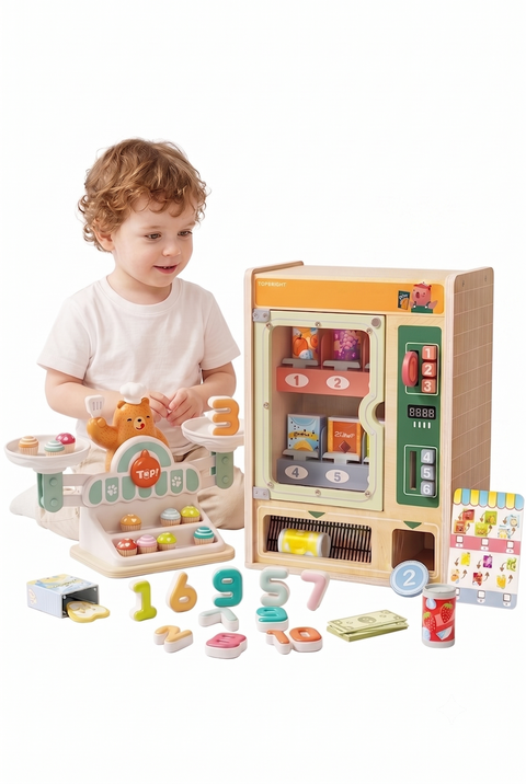 2-in-1 Wooden Vending Machine & Balance Math Toy for Early Learning