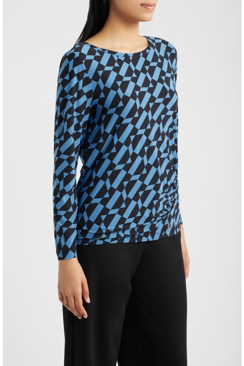 Ruched Rivet Long Sleeve Jersey Top, Alternate, color, ANNE BLACK/ DUTCH BLUE