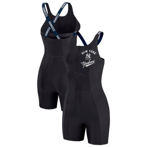 Women's WEAR by Erin Andrews  Black New York Yankees Bodycon Quarter-Zip Romper