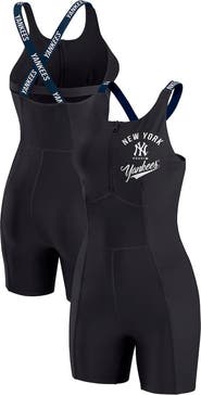 WEAR by Erin Andrews Women's WEAR by Erin Andrews  Black New York Yankees Bodycon Quarter-Zip Romper
