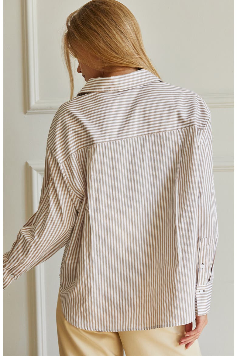 Striped Button Up Shirt, Alternate, color, Beige