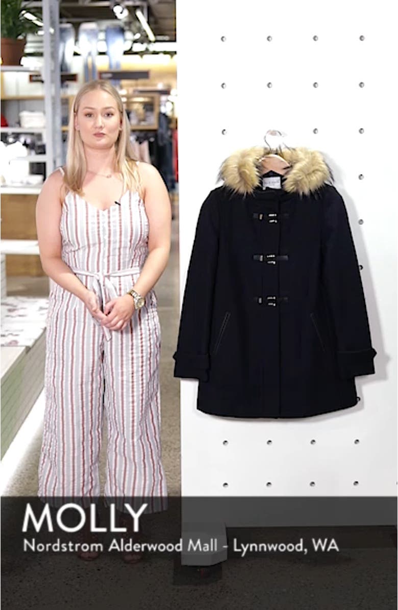 Hooded Duffle Coat with Faux Fur Trim, sales video thumbnail