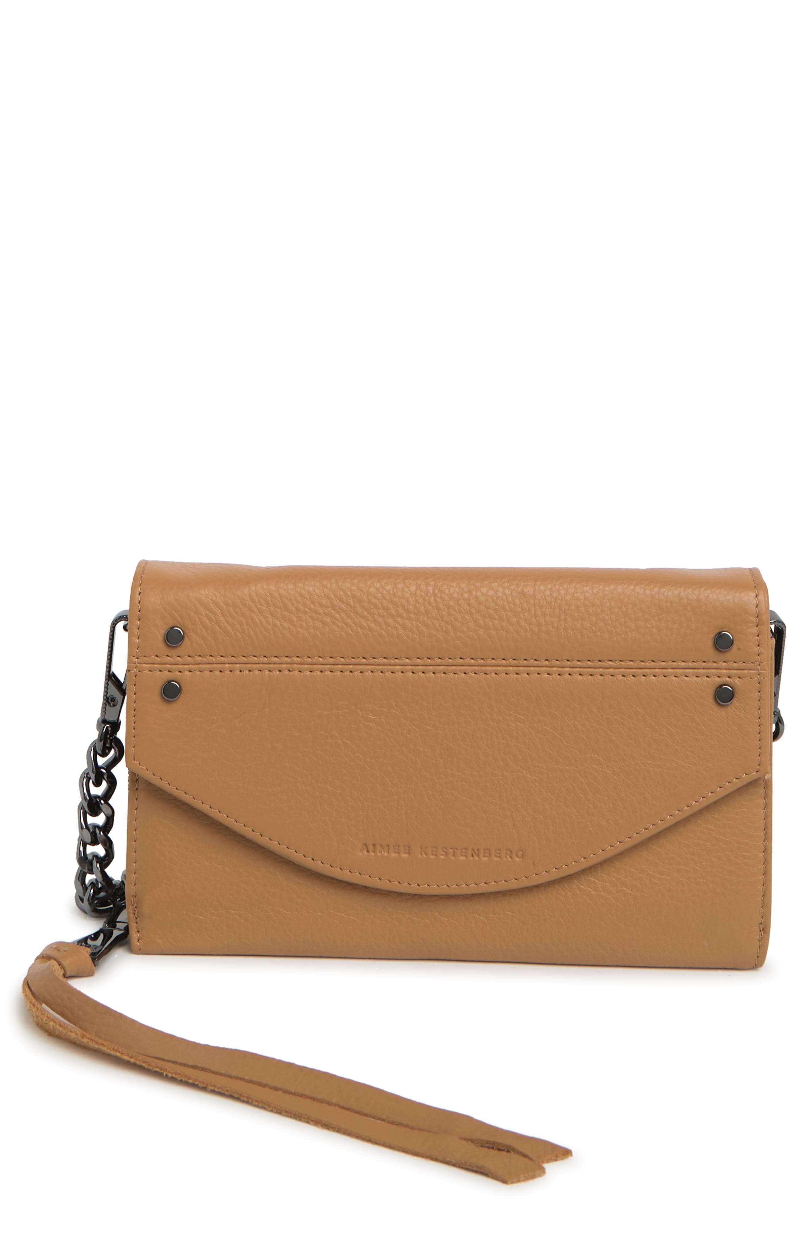 Delancey Leather Chain Wallet Crossbody, Main, color, VACHETTA
