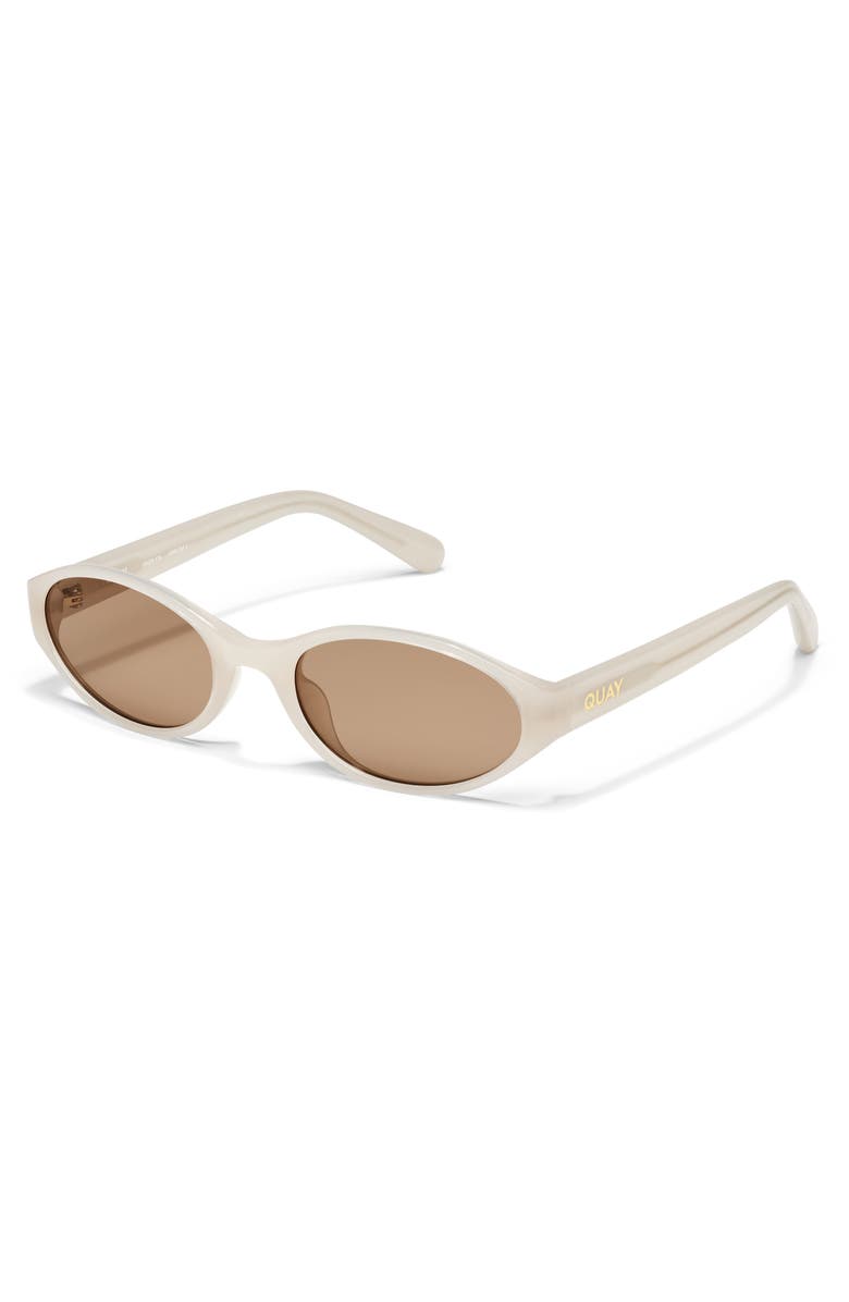 QUAY Aura Points 55mm Oval Sunglasses, Alternate, color, Bone/ Tan