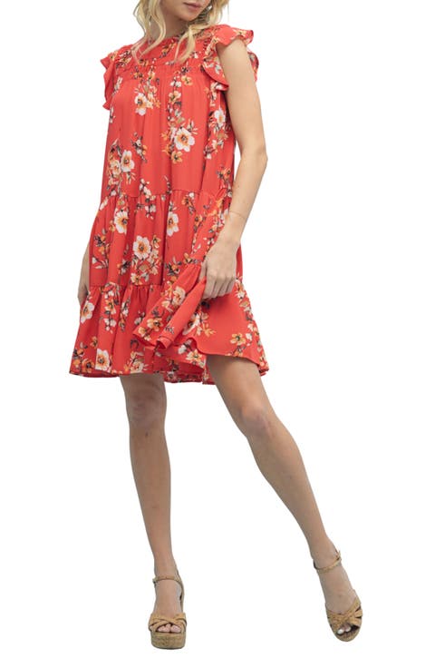 Floral Cap Sleeve Tiered Babydoll Dress