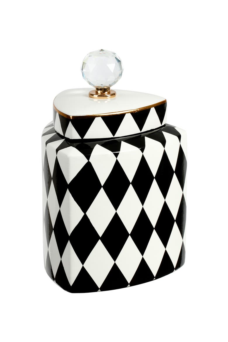 9" Harlequin Jar with Lid, Small, Main, color, Black
