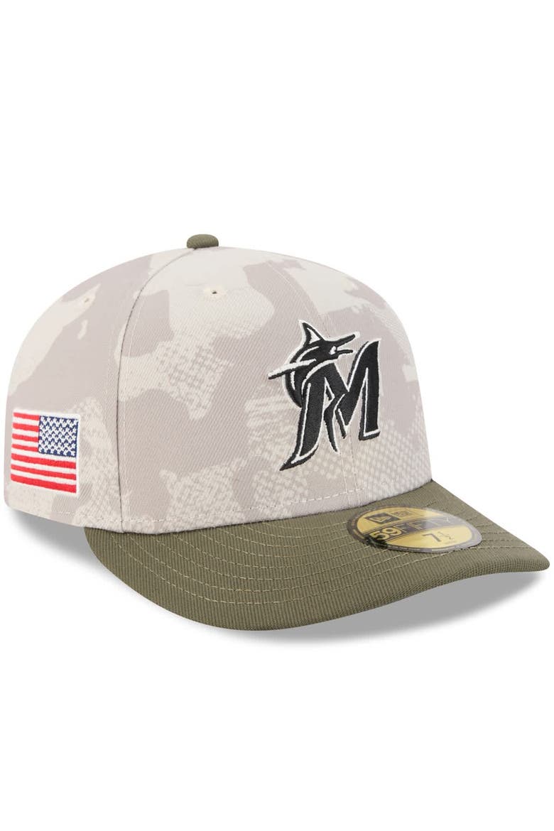 Men's New Era Light Beige/Olive Miami Marlins 2025 Armed Forces Day 59FIFTY Fitted Hat, Main, color, Light Beige