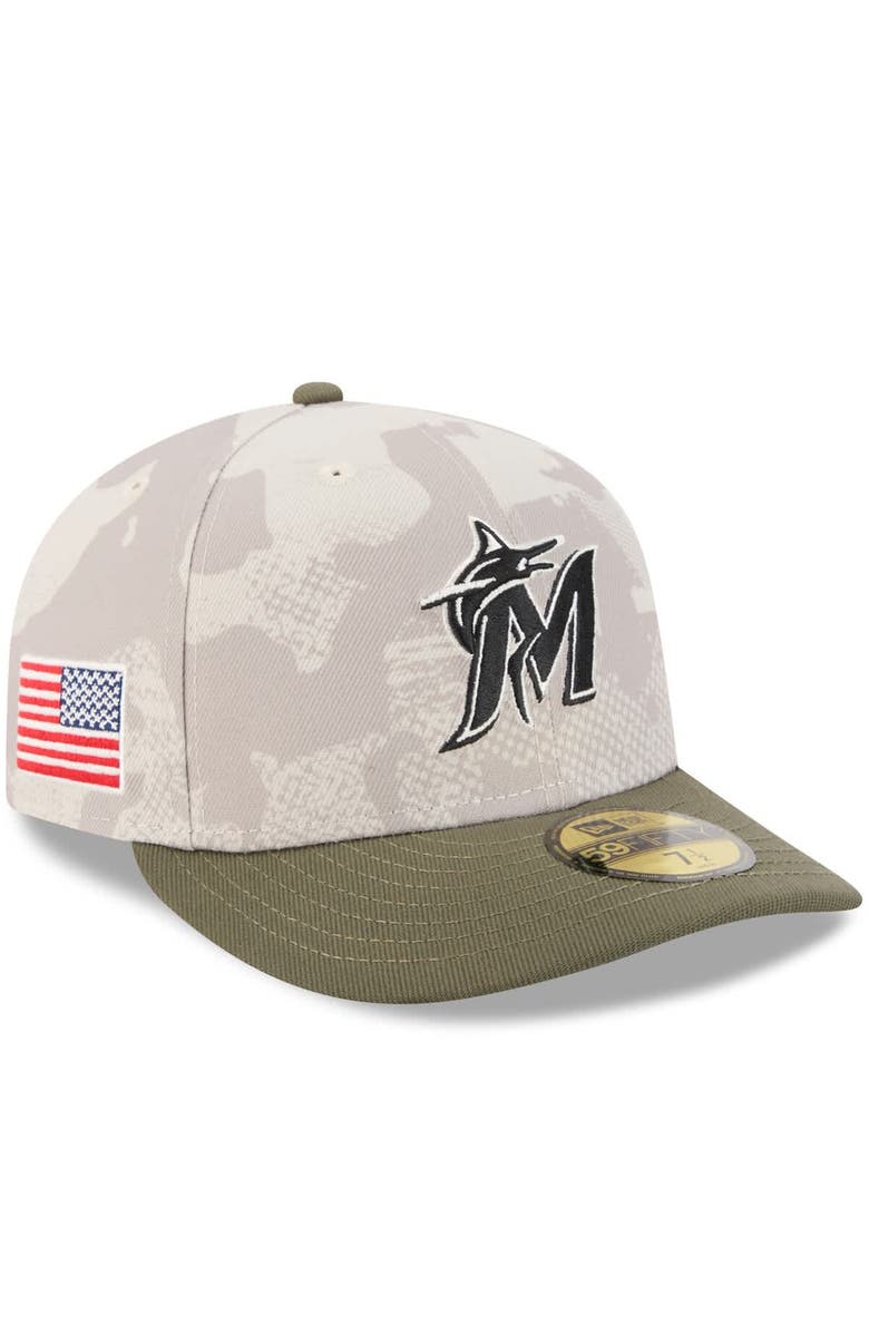 New Era Men's New Era Light Beige/Olive Miami Marlins 2025 Armed Forces Day 59FIFTY Fitted Hat, Main, color, Light Beige