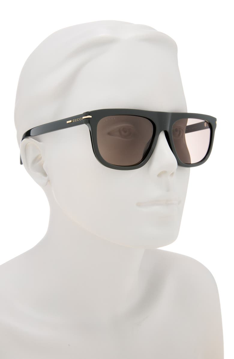 Gucci 56mm Square Sunglasses, Alternate, color, Green Green Brown