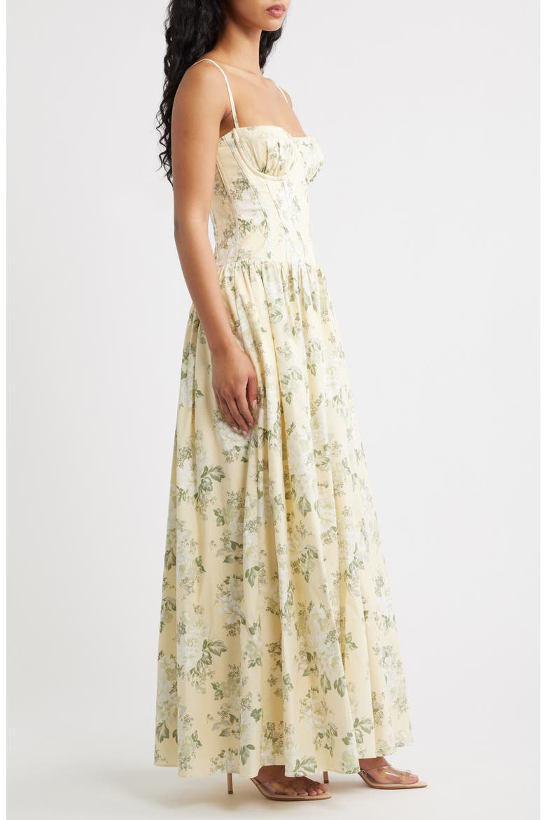Rona Lemon Floral Stretch Cotton Maxi Sundress, Alternate, color, LEMON FLORAL