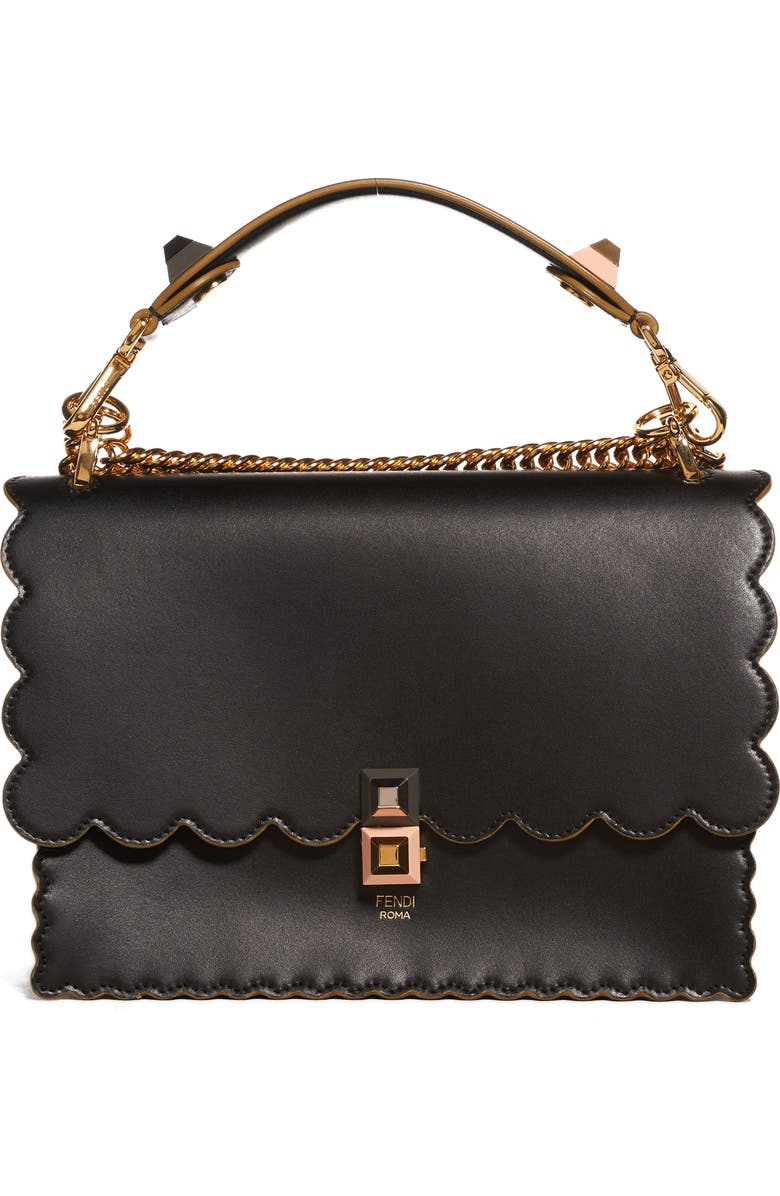 Fendi Kan I Scallop Leather Shoulder Bag, Main, color,