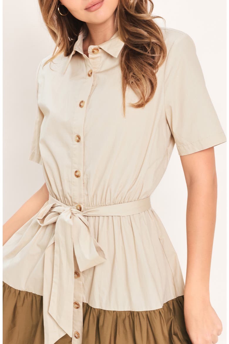 Colorblock Maxi Shirtdress, Alternate, color, NAVY BROWN