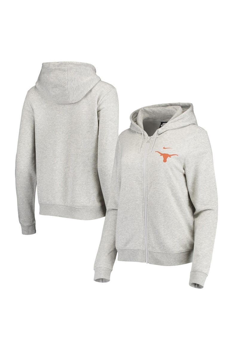 Women's Nike Heathered Gray Texas Longhorns Varsity Fleece Full-Zip Hoodie, Main, color, Heather Gray