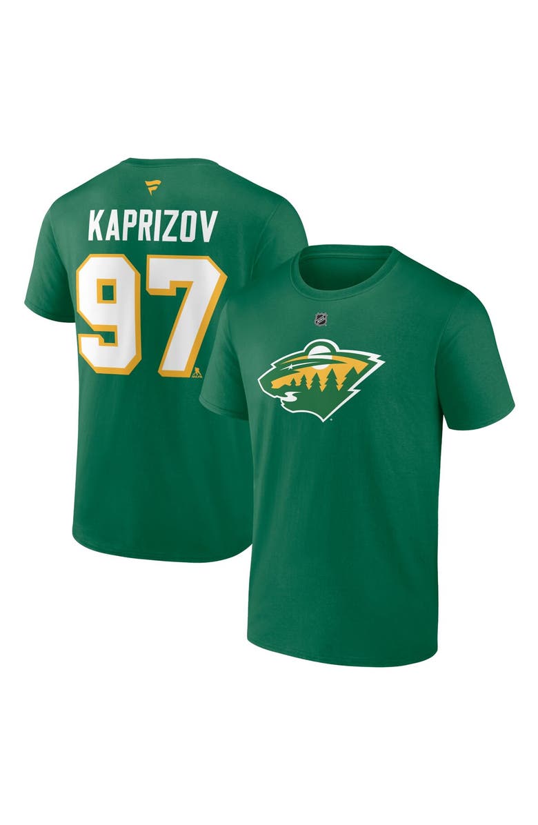 FANATICS Men's Fanatics Branded Green Kirill Kaprizov Minnesota Wild Authentic Stack Name & Number T-Shirt, Alternate, color, 