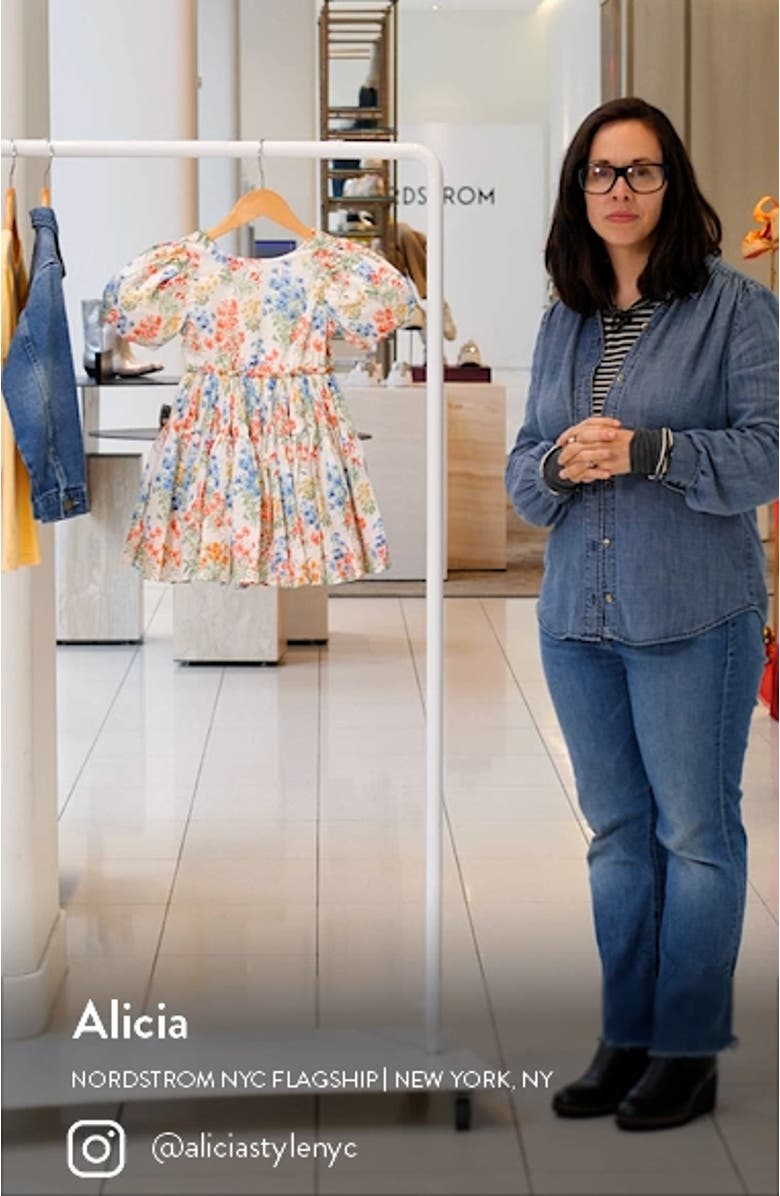 Kids' Floral Bouquet Puff Sleeve Dress, sales video thumbnail