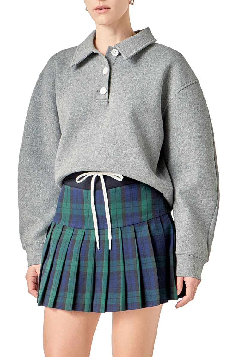 English Factory Scuba Knit Polo Sweatshirt, Alternate, color, Grey