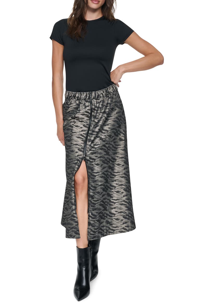 Front Zip Jacquard Midi Skirt, Alternate, color, PUTTY