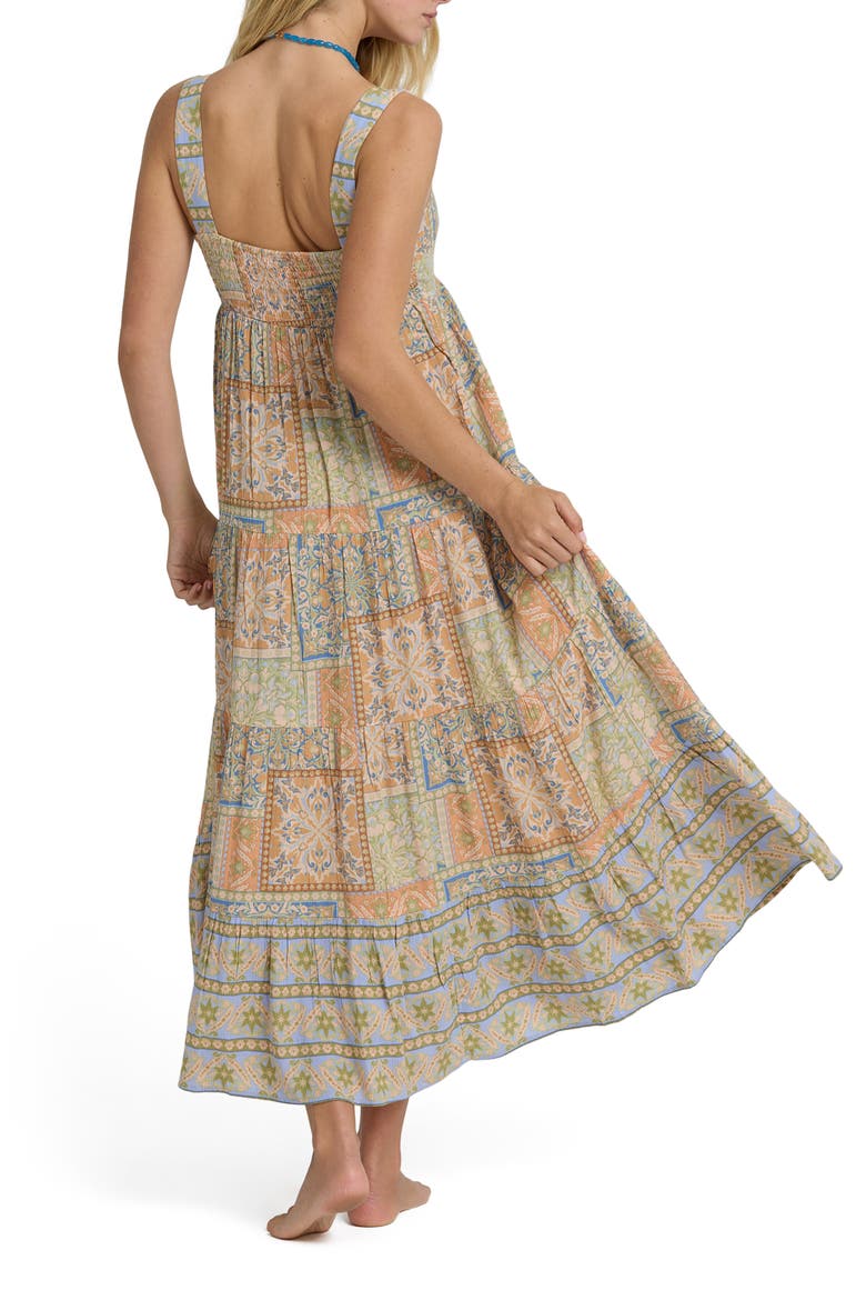 All Good Print Tiered Maxi Dress, Alternate, color, TWILIGHT BLUE