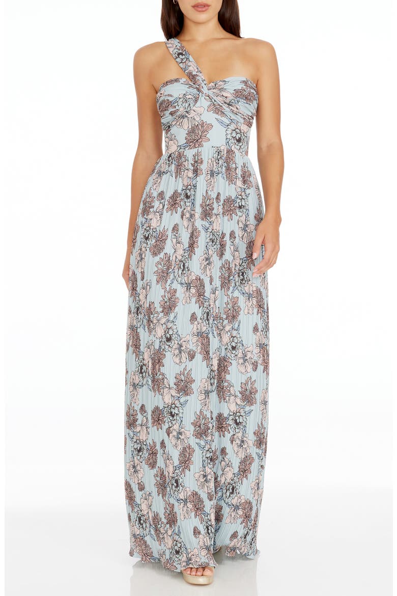 Idalia Floral One-Shoulder Gown, Main, color, SAGE MULTI