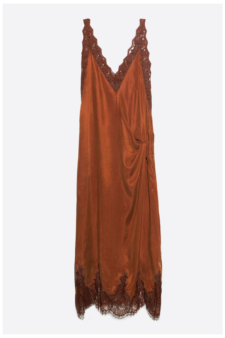 Knot Detail Camisole Dress, Alternate, color, TOFFEE