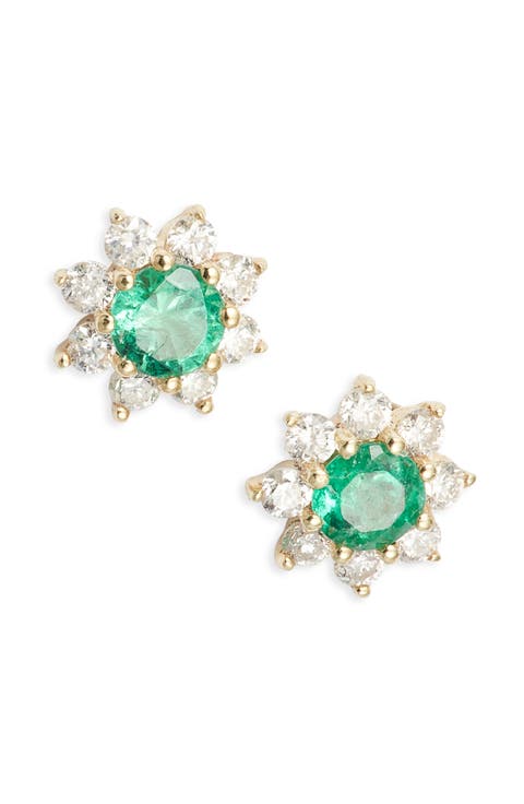 Emerald Flower Earrings