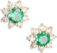 Meira T Emerald Flower Earrings