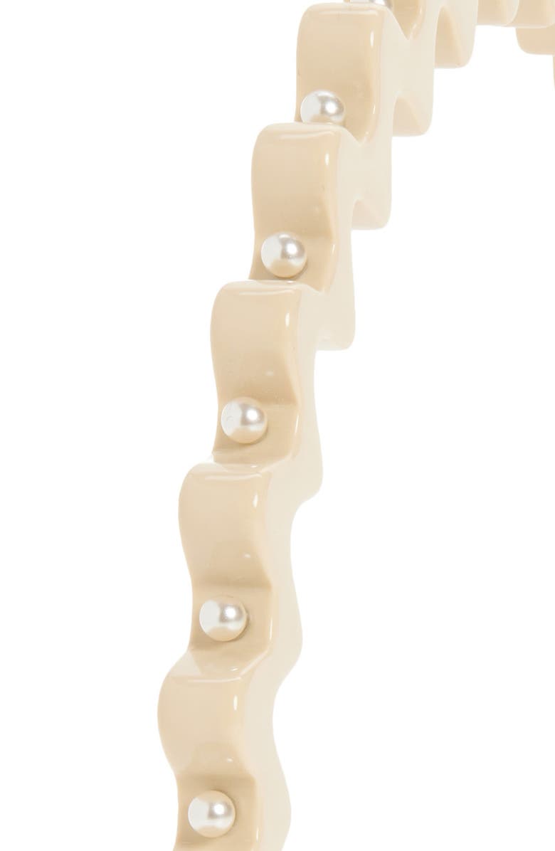Alexandre de Paris Imitation Pearl Headband, Alternate, color, Beige