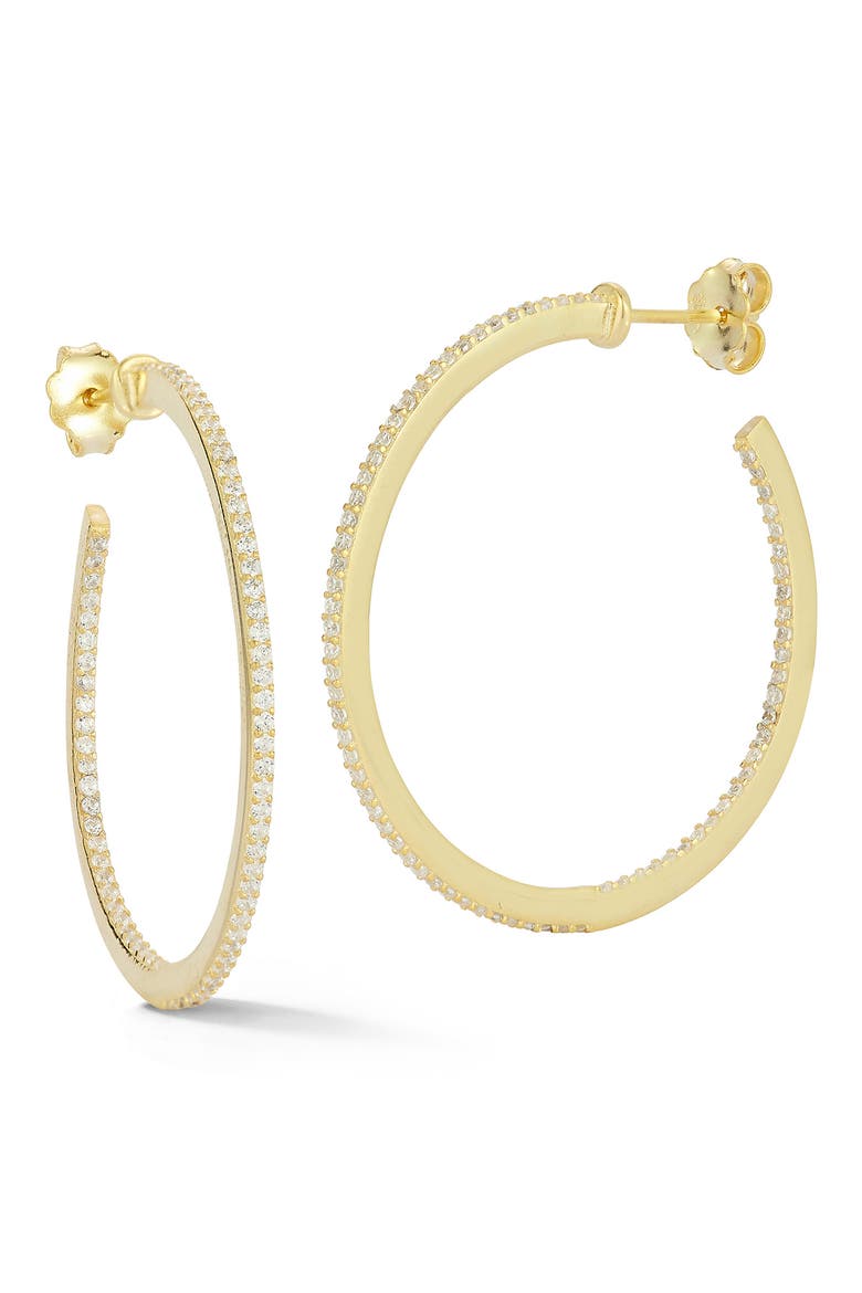 1.4-Inch Cubic Zirconia Hoop Earrings, Main, color, GOLD