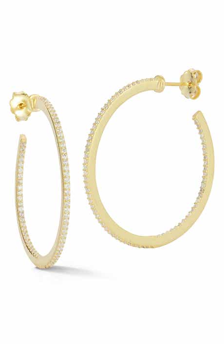 1.4-Inch Cubic Zirconia Hoop Earrings