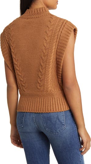 Cable Stitch Mock Neck Sweater Vest
