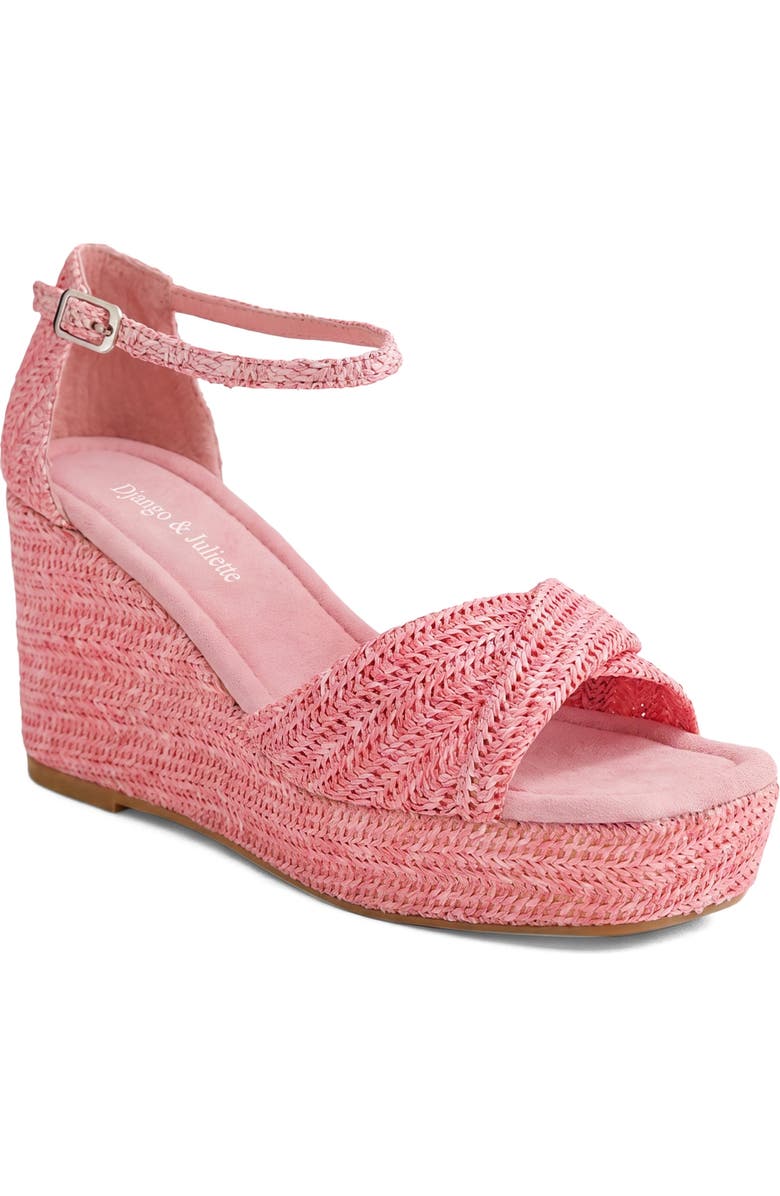 DJANGO AND JULIETTE Cotton Wedge Heel, Main, color, Pink Raffia