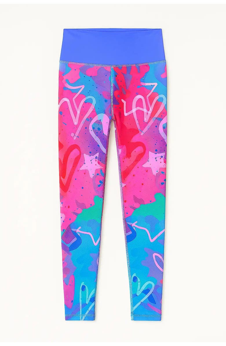 Limeapple Multicolor Star Printed Leggings Big Kid, Main, color, Pink Multicolor