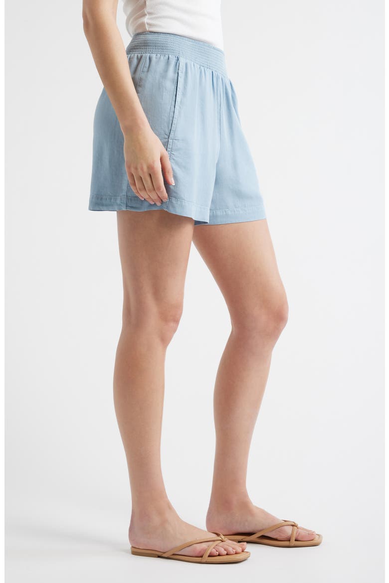 Smocked Waist Shorts, Alternate, color, WASHED INDIGO