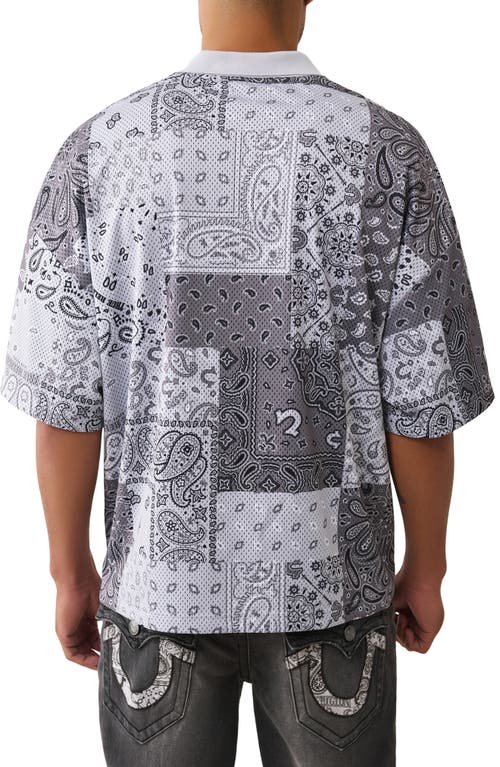 True Religion Boxy Mesh Polo Shirt In Gray