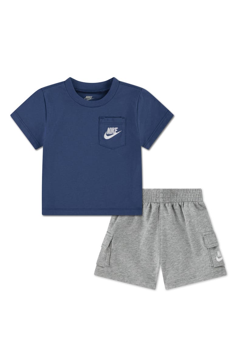 Nike Pocket T-Shirt & Shorts Set, Main, color, Dark Grey Heather