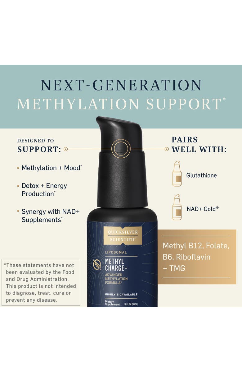 Quicksilver Scientific Methyl Charge Vitamin B Supplement with Folate B2 B6 and B12, Alternate, color, 