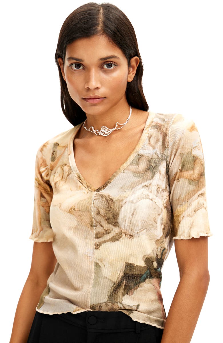Desigual TS Art Rib Top, Alternate, color, 