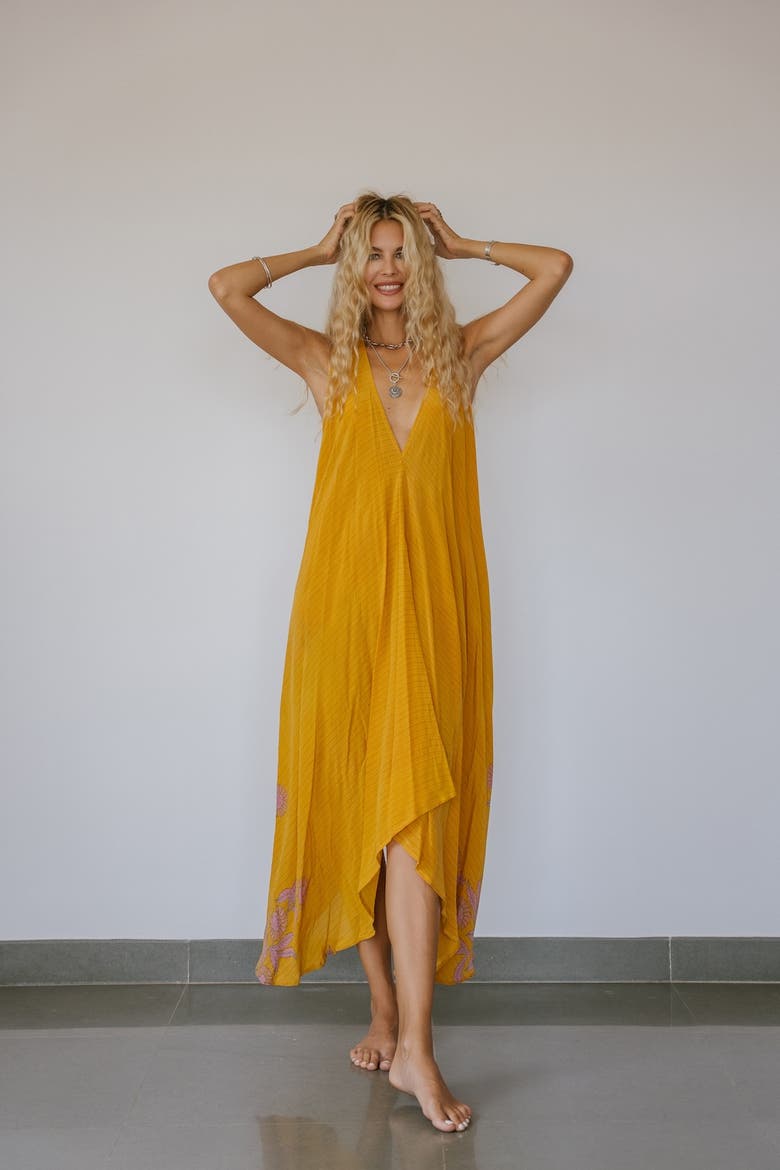 Classic Silk Dress Tokyo, Alternate, color, Yellow & Lavendar