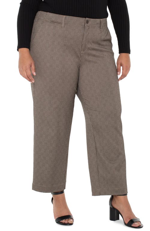Liverpool Los Angeles Stripe Crop Wide Leg Pants In Brown