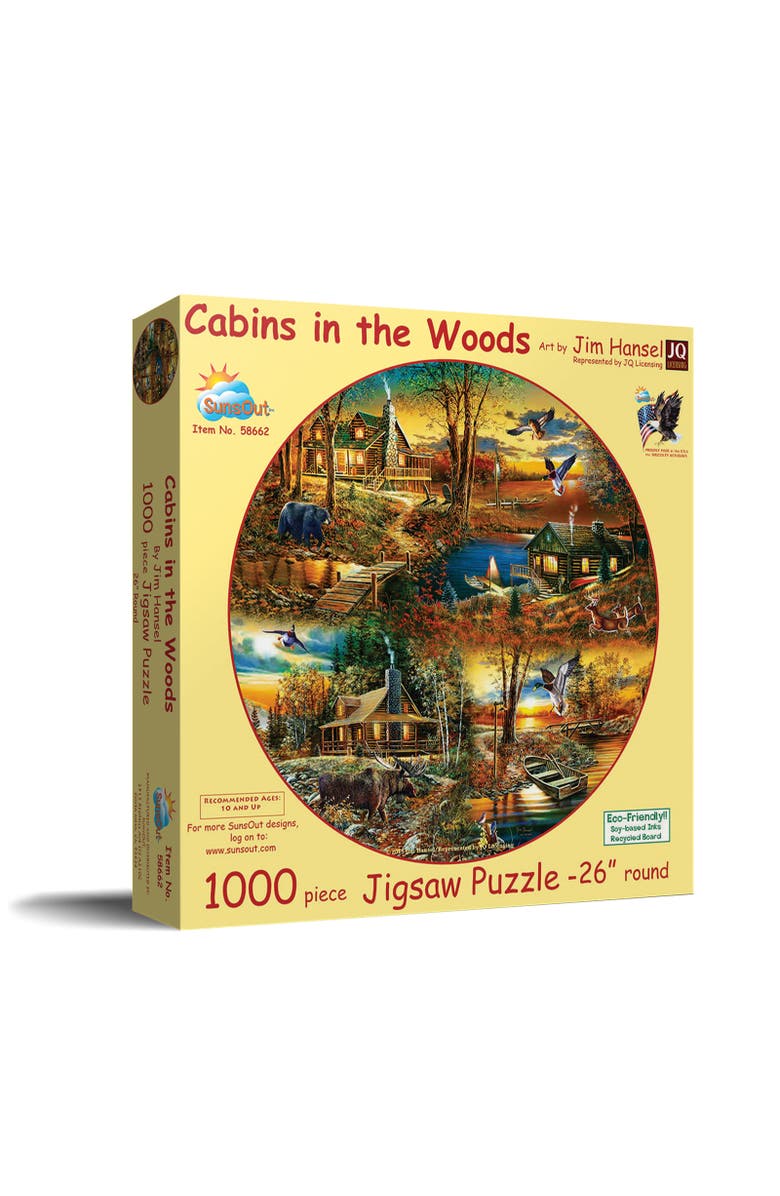 Sunsout Cabins in the Woods 1000 piece Jigsaw Puzzle for Adults Round, Main, color, Multicolor