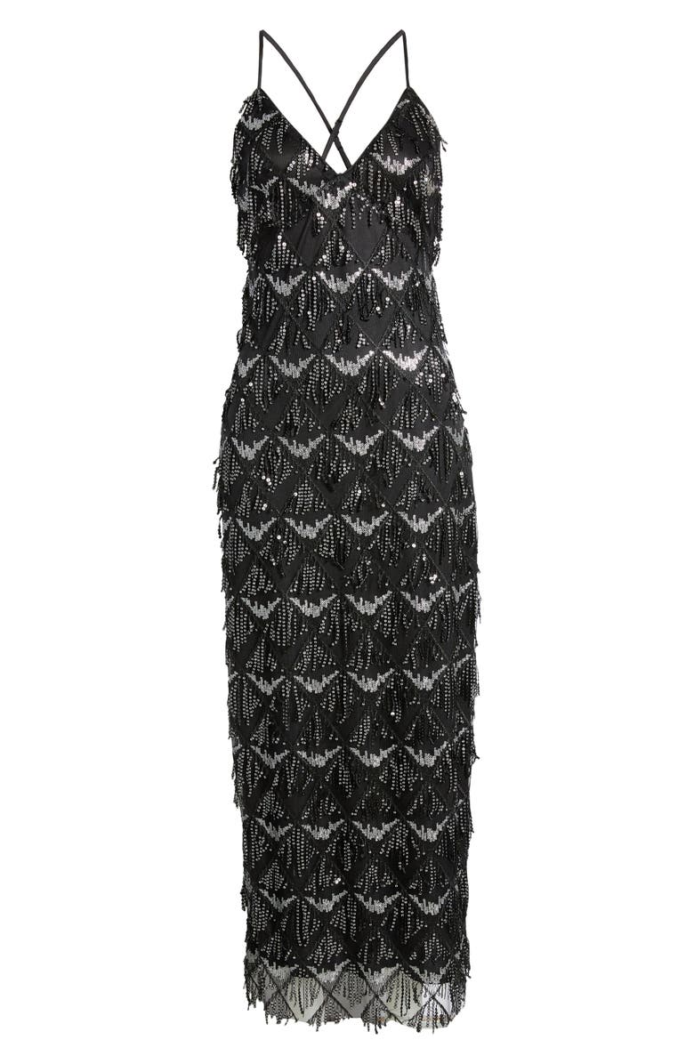 Lulus Marvelous Moment Sequin Fringe Gown, Alternate, color,