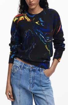 Desigual Paint Swirl Print Sweater