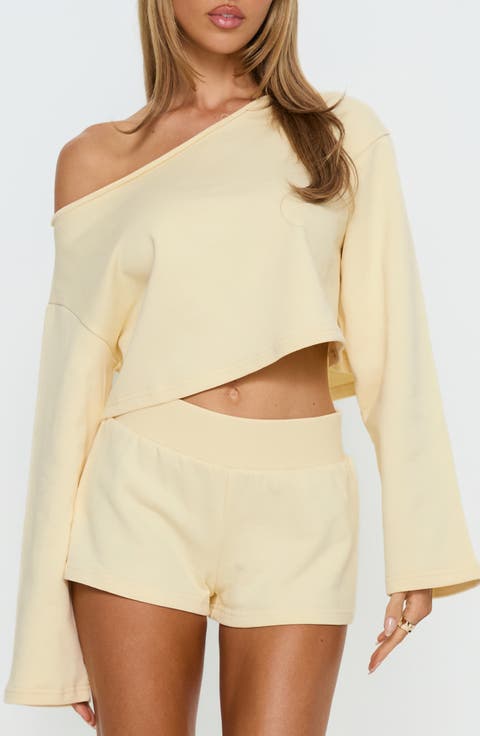 Retreat Raw Edge One-Shoulder Sweatshirt