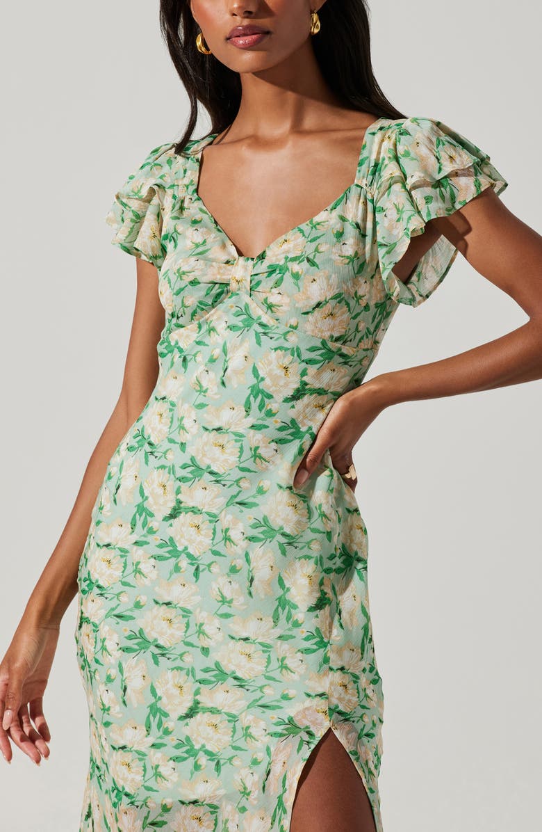 ASTR the Label Maisy Midi Dress, Alternate, color, Green Floral