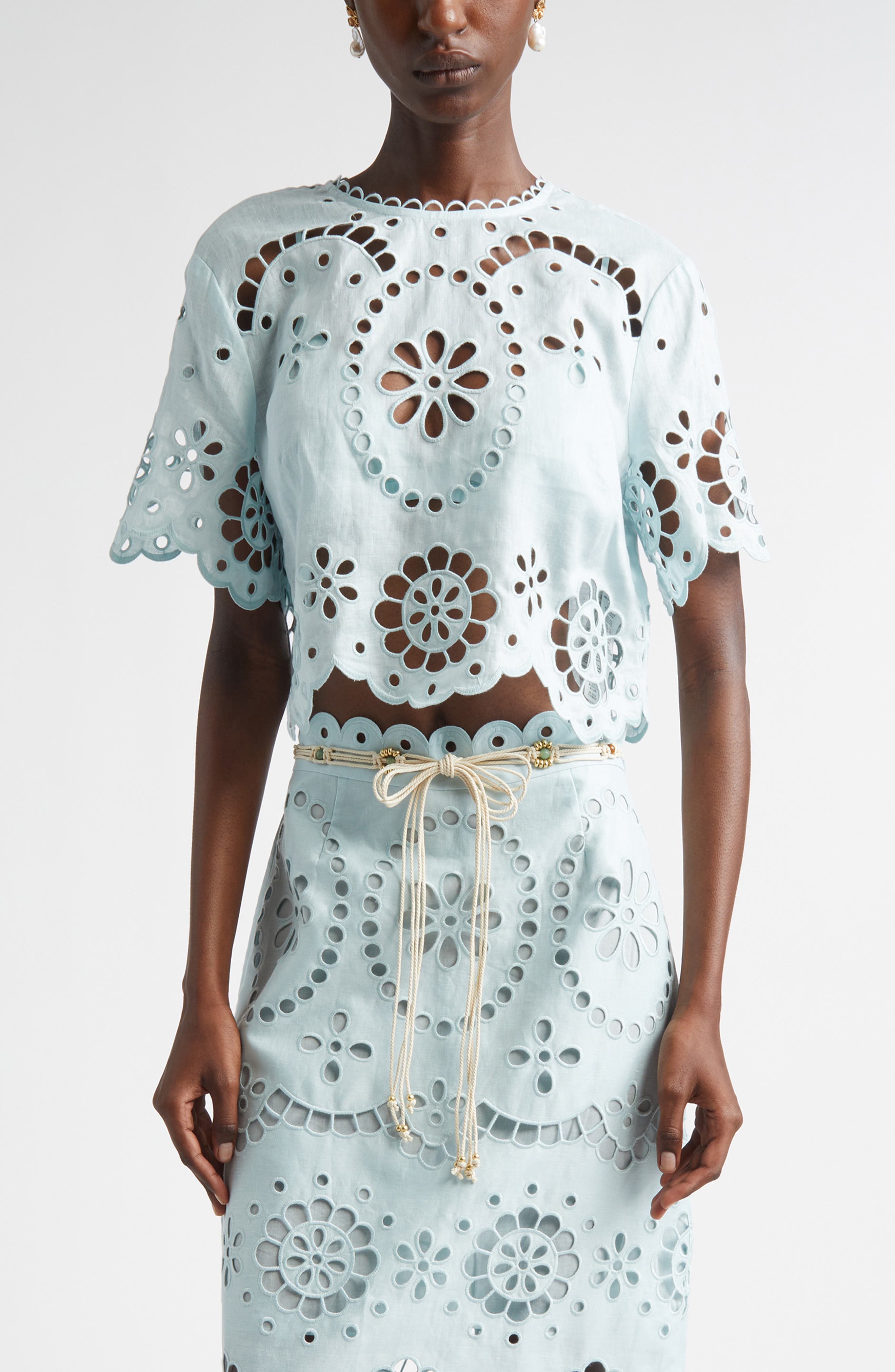 Awaken Embroidered Linen Crop Top