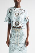 Zimmermann Awaken Embroidered Linen Crop Top