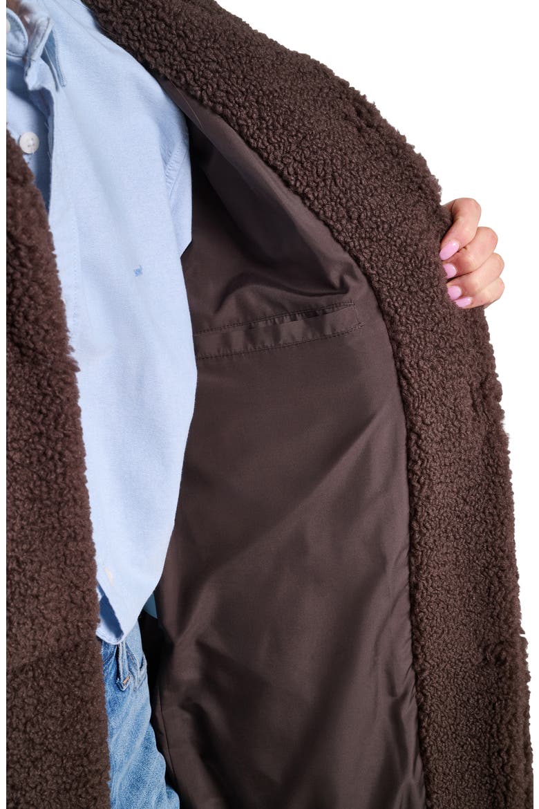 Quilted Fleece Long Teddy Coat, Alternate, color, JAVA